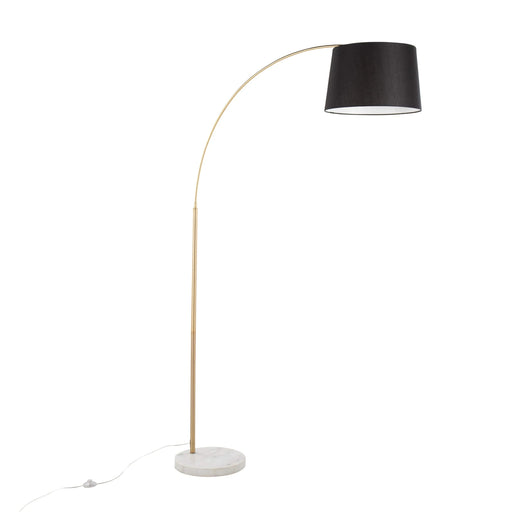 March Contemporary Floor Lamp in White Marble and Antique Brass with Black Linen Shade Metal by LumiSource Default -DTYStore