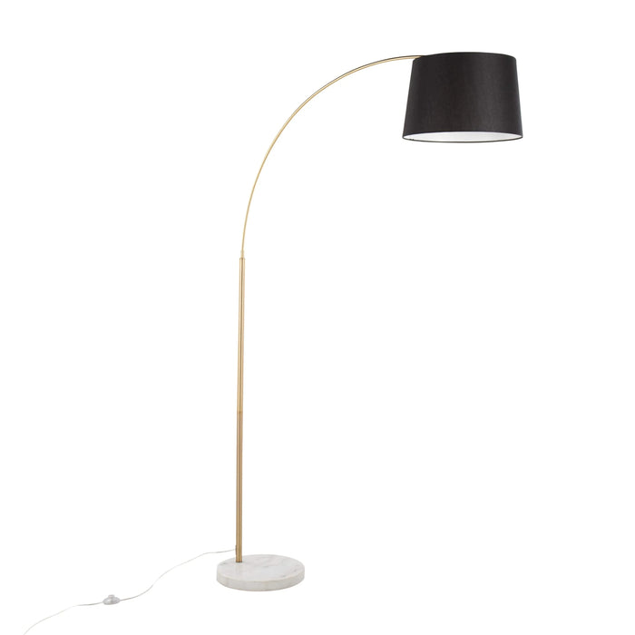 March Contemporary Floor Lamp in White Marble and Antique Brass with Black Linen Shade Metal by LumiSource Default -DTYStore