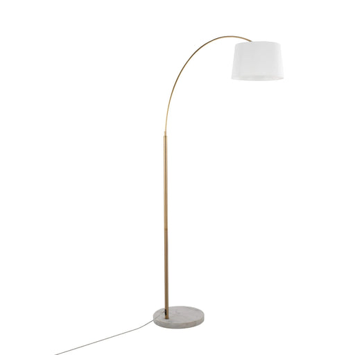 March Contemporary Floor Lamp in White Marble and Antique Brass with White Linen Shade Metal by LumiSource Default -DTYStore