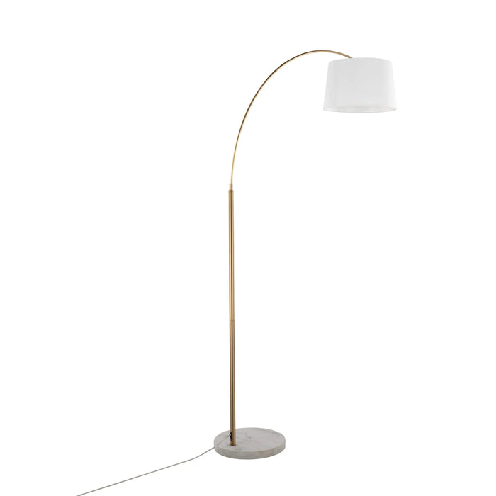 March Contemporary Floor Lamp in White Marble and Antique Brass with White Linen Shade Metal by LumiSource Default -DTYStore