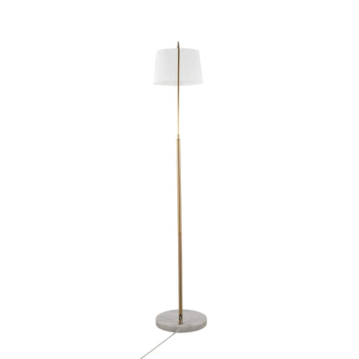 March Contemporary Floor Lamp in White Marble and Antique Brass with White Linen Shade Metal by LumiSource Default -DTYStore