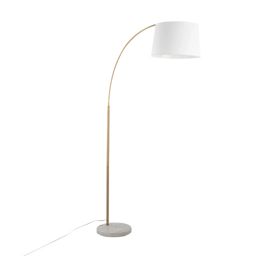 March Contemporary Floor Lamp in White Marble and Antique Brass with White Linen Shade Metal by LumiSource Default -DTYStore