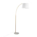 March Contemporary Floor Lamp in White Marble and Antique Brass with White Linen Shade Metal by LumiSource Default -DTYStore