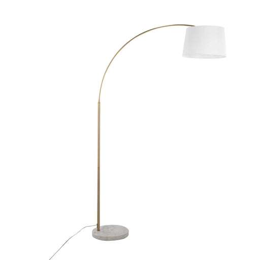 March Contemporary Floor Lamp in White Marble and Antique Brass with White Linen Shade Metal by LumiSource Default -DTYStore