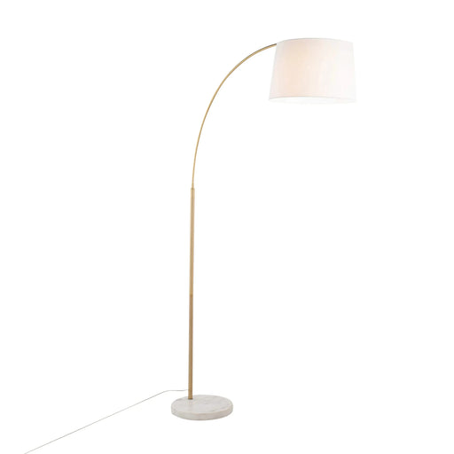 March Contemporary Floor Lamp in White Marble and Antique Brass with White Linen Shade Metal by LumiSource Default -DTYStore