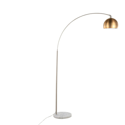 March Contemporary Floor Lamp in White Marble and Nickel with Antique Brass Metal Shade by LumiSource Default -DTYStore