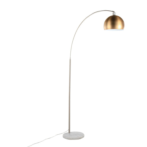 March Contemporary Floor Lamp in White Marble and Nickel with Antique Brass Metal Shade by LumiSource Default -DTYStore