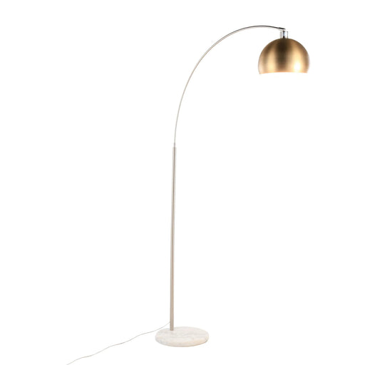 March Contemporary Floor Lamp in White Marble and Nickel with Antique Brass Metal Shade by LumiSource Default -DTYStore