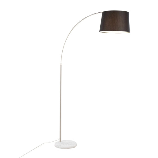 March Contemporary Floor Lamp in White Marble and Nickel with Black Linen Shade by LumiSource Default -DTYStore