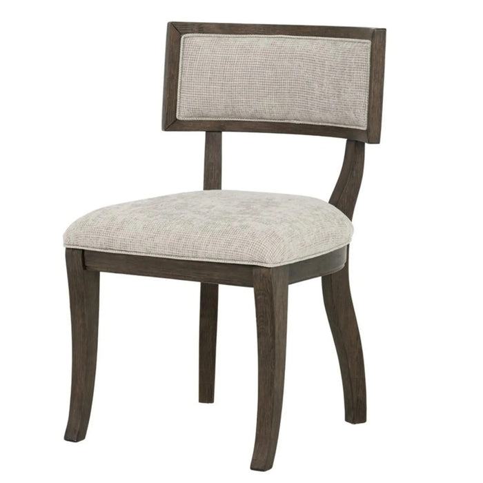 Marie Upholstered Dining Chair Set of 2 with Aged Brown Oak Finish in Beige Default -DTYStore