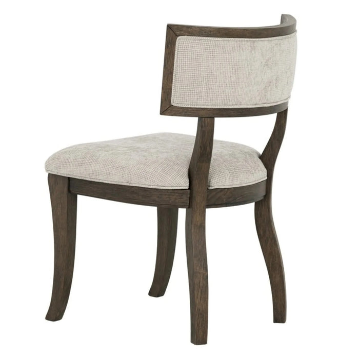 Marie Upholstered Dining Chair Set of 2 with Aged Brown Oak Finish in Beige Default -DTYStore