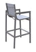 Marina Outdoor Patio Barstool in Gray Powder Coated Finish with Gray Sling Textilene and Gray Wood Accent Arms Default -DTYStore