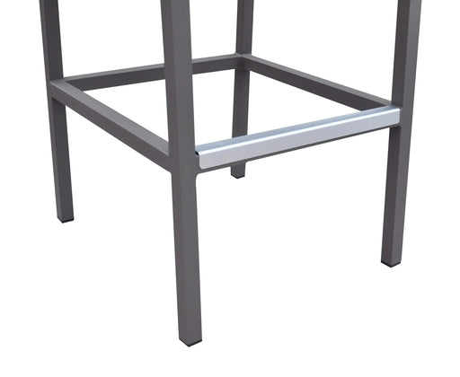 Marina Outdoor Patio Barstool in Gray Powder Coated Finish with Gray Sling Textilene and Gray Wood Accent Arms Default -DTYStore