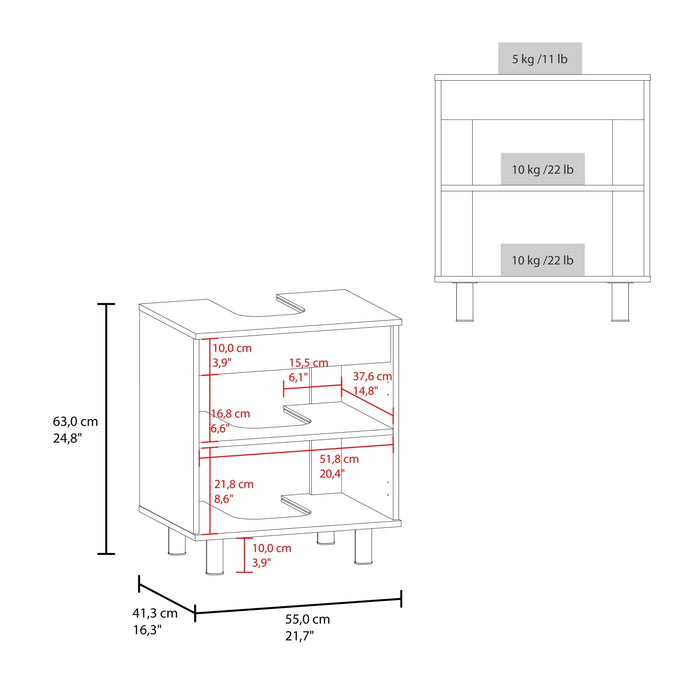 Marlo Under Sink Cabinet with Two Doors and Interior Storage Shelves, Cut-Out Back, 22 Wide Freestanding, Modern Bathroom Storage Default -DTYStore