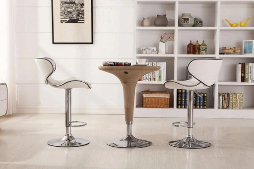 Masaccio Upholstery Airlift Adjustable Swivel Barstool with Chrome Base, Set of 2, White Default -DTYStore
