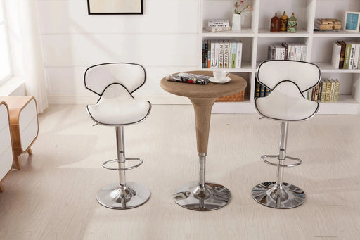 Masaccio Upholstery Airlift Adjustable Swivel Barstool with Chrome Base, Set of 2, White Default -DTYStore