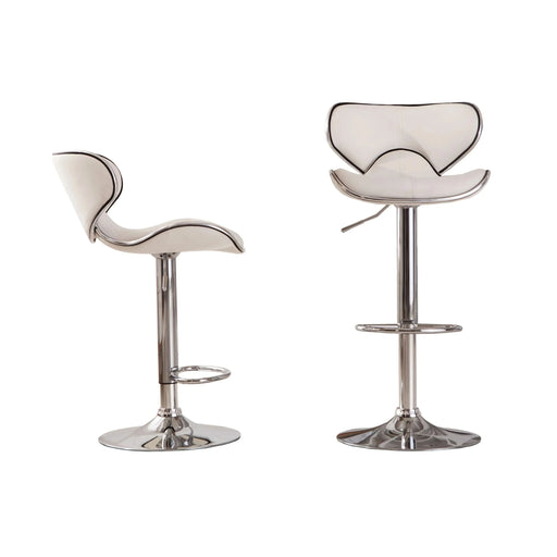 Masaccio Upholstery Airlift Adjustable Swivel Barstool with Chrome Base, Set of 2, White Default -DTYStore
