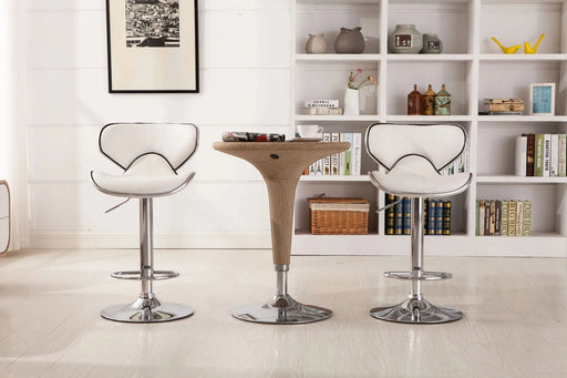 Masaccio Upholstery Airlift Adjustable Swivel Barstool with Chrome Base, Set of 2, White Default -DTYStore