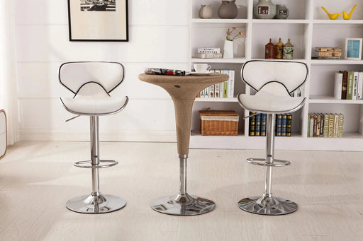 Masaccio Upholstery Airlift Adjustable Swivel Barstool with Chrome Base, Set of 2, White Default -DTYStore