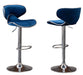 Masaccio Velvet Upholstered Adjustable Swivel Barstool, Set of 2, Blue Default -DTYStore