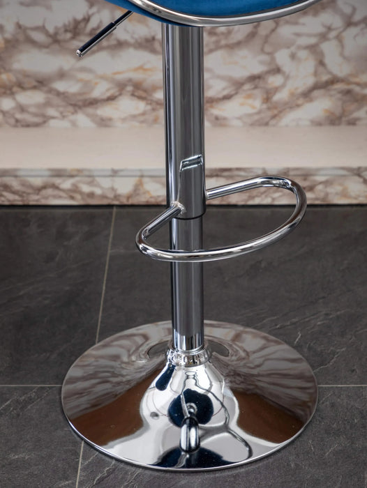 Masaccio Velvet Upholstered Adjustable Swivel Barstool, Set of 2, Blue Default -DTYStore