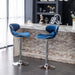 Masaccio Velvet Upholstered Adjustable Swivel Barstool, Set of 2, Blue Default -DTYStore