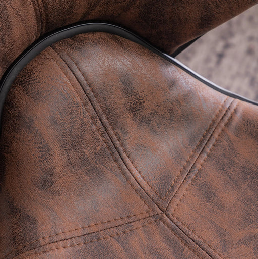 Masaccio Weathered Upholstery Airlift Adjustable Swivel Barstool with Chrome Base, Set of 2, Brown Default -DTYStore