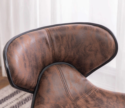 Masaccio Weathered Upholstery Airlift Adjustable Swivel Barstool with Chrome Base, Set of 2, Brown Default -DTYStore