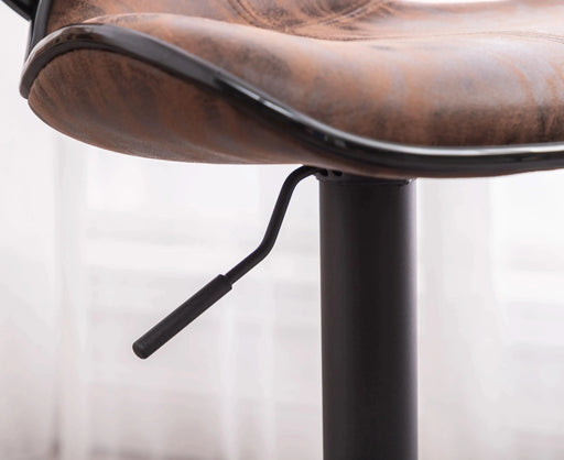 Masaccio Weathered Upholstery Airlift Adjustable Swivel Barstool with Chrome Base, Set of 2, Brown Default -DTYStore