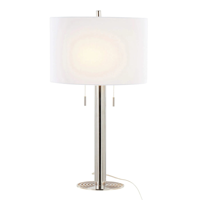 Master 29' Contemporary Metal Table Lamp in Polished Nickel and White Linen Shade from Grandview Gallery by LumiSource - Set of 2 Default -DTYStore