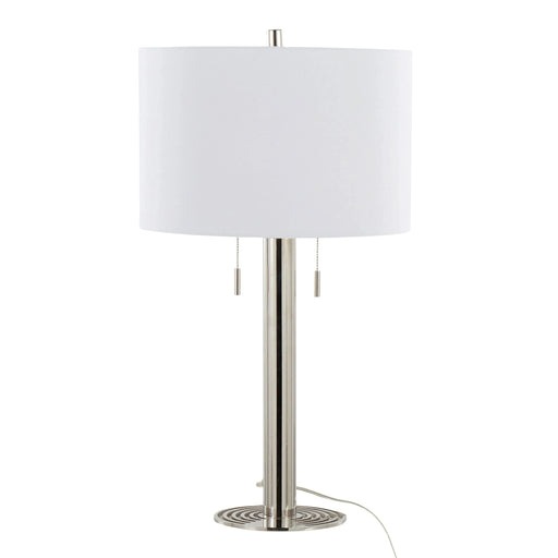 Master 29' Contemporary Metal Table Lamp in Polished Nickel and White Linen Shade from Grandview Gallery by LumiSource - Set of 2 Default -DTYStore