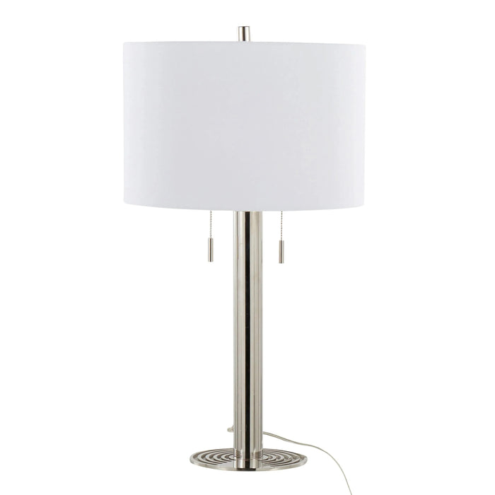 Master 29' Contemporary Metal Table Lamp in Polished Nickel and White Linen Shade from Grandview Gallery by LumiSource - Set of 2 Default -DTYStore