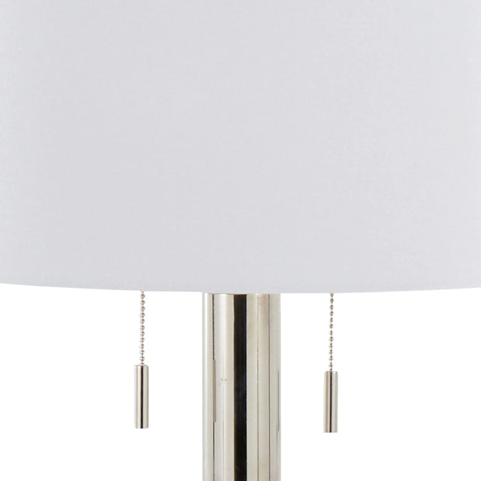 Master 29' Contemporary Metal Table Lamp in Polished Nickel and White Linen Shade from Grandview Gallery by LumiSource - Set of 2 Default -DTYStore