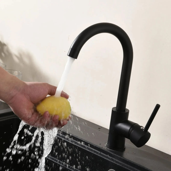 Matte Black Kitchen Faucet Single Handle Stainless Steel,Commercial Single Hole Kitchen Sink Faucet,Modern One Hole Bar Sink Faucet (Matte Black) - DTY Store
