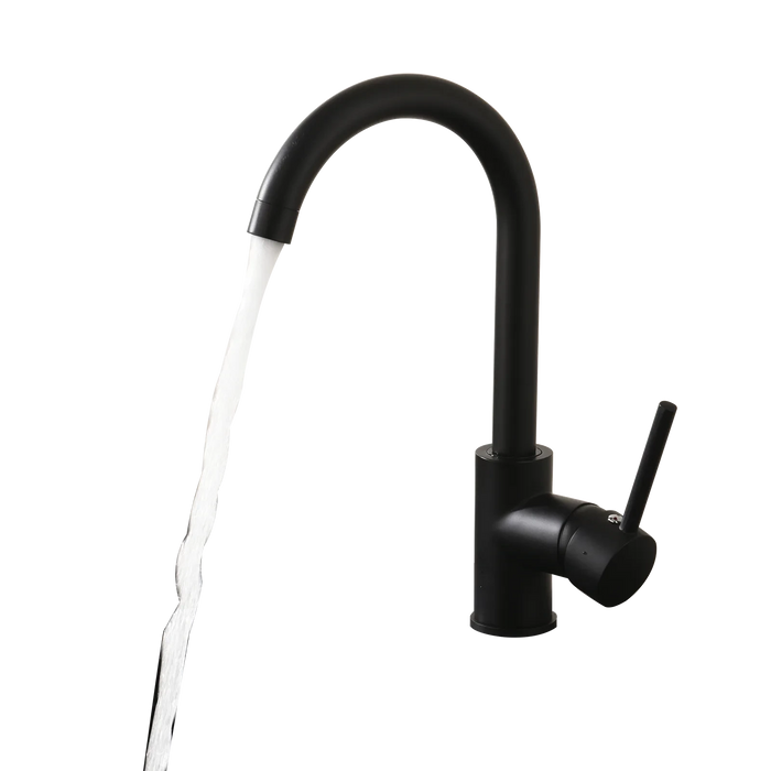 Matte Black Kitchen Faucet Single Handle Stainless Steel,Commercial Single Hole Kitchen Sink Faucet,Modern One Hole Bar Sink Faucet (Matte Black) - DTY Store