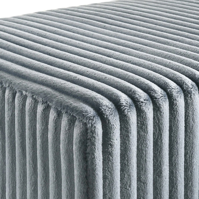 Mavela Wide Wale Corduroy Upholstery Panel King Bed with 2 Nightstands and Bench, Blue Default -DTYStore