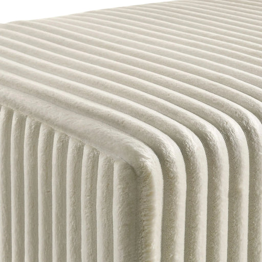 Mavela Wide Wale Corduroy Upholstery Panel King Bed with 2 Nightstands and Bench, Cream Default -DTYStore