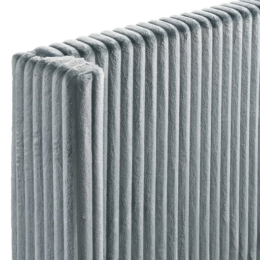 Mavela Wide Wale Corduroy Upholstery Panel Queen Bed with 2 Nightstands and Bench, Blue Default -DTYStore