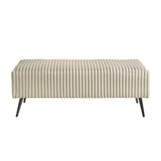 Mavela Wide Wale Corduroy Upholstery Panel Queen Bed with 2 Nightstands and Bench, Cream Default -DTYStore