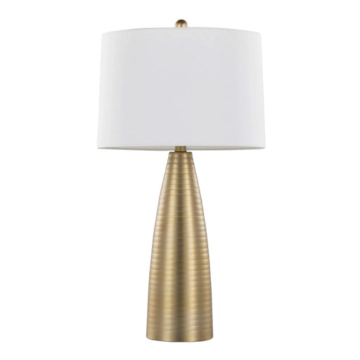 Maya 27' Contemporary Metal Table Lamp in Gold Metal with White Linen Shade from Grandview Gallery by LumiSource - Set of 2 Default -DTYStore