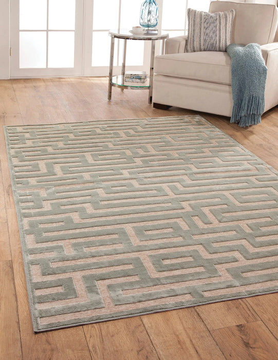 Maze Lt. Blue/Grey Area Rug 8x10 Default -DTYStore