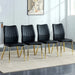 Medieval Modern Black Dining Chairs with Cushions and Golden Metal Legs, PU Material Default -DTYStore