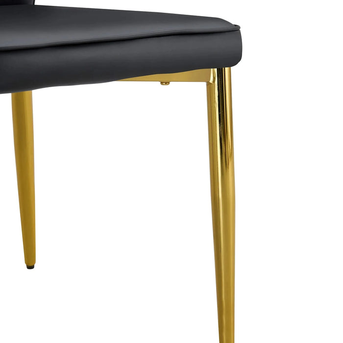 Medieval Modern Black Dining Chairs with Cushions and Golden Metal Legs, PU Material Default -DTYStore