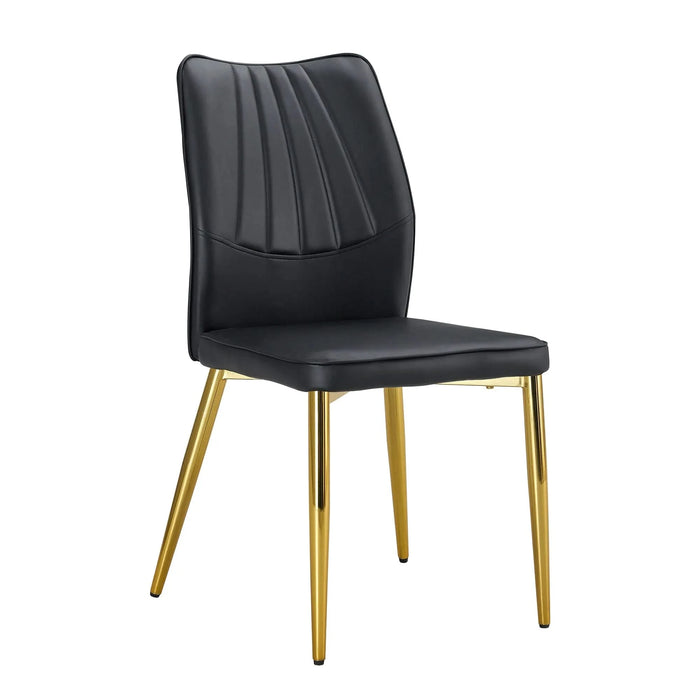 Medieval Modern Black Dining Chairs with Cushions and Golden Metal Legs, PU Material Default -DTYStore