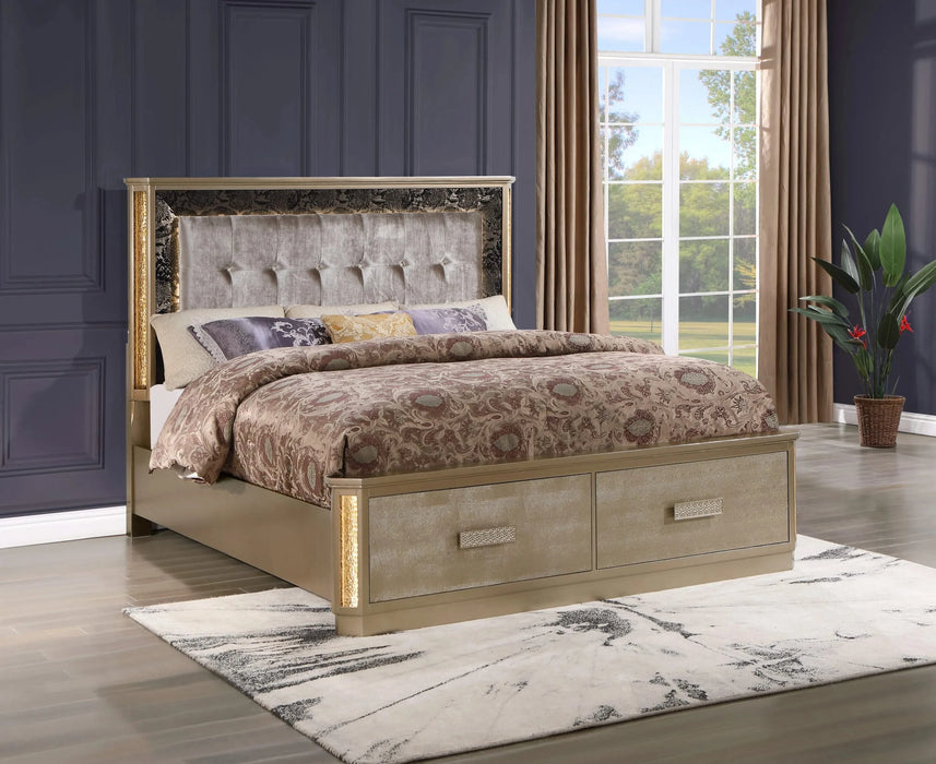 Medusa Queen 4PC Bedroom set Made with Wood in Gold (NJ Inventory) Default -DTYStore