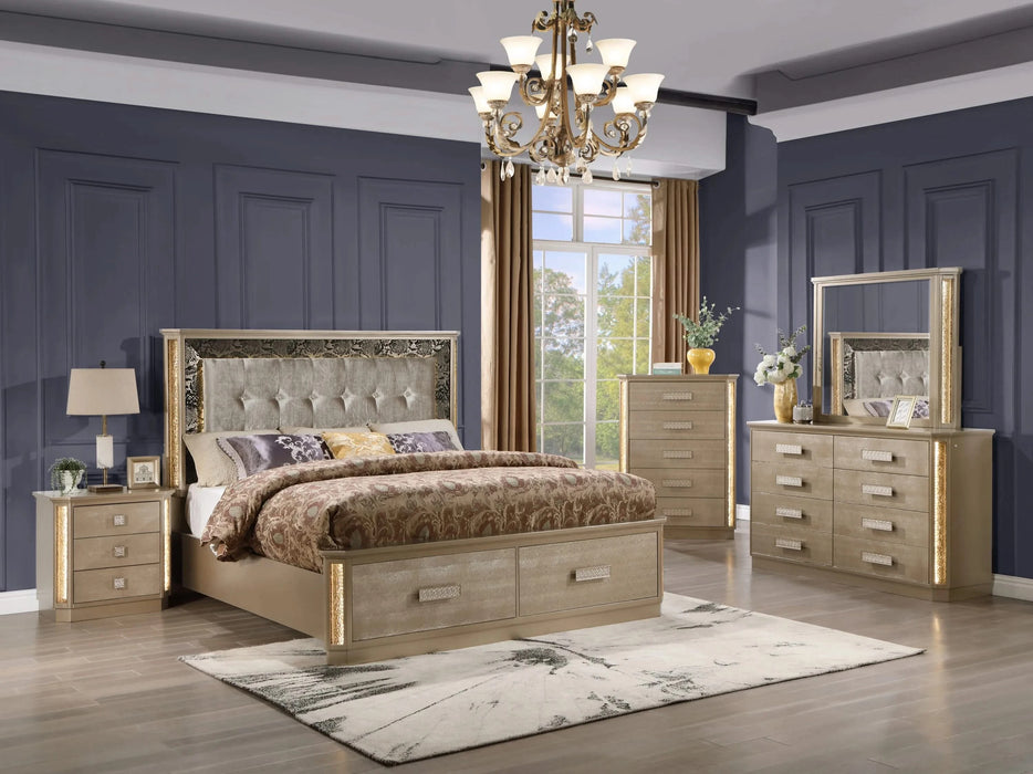 Medusa Queen 5PC Bedroom set Made with Wood in Gold (NJ Inventory) Default -DTYStore