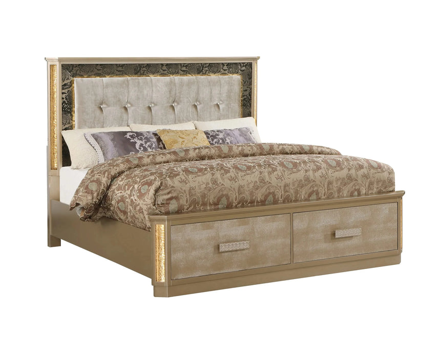 Medusa Queen 5PC Bedroom set Made with Wood in Gold (NJ Inventory) Default -DTYStore