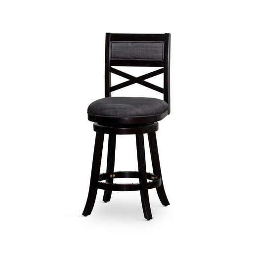 Meeker X Back Premium Fabric Swivel Stool, 30” Bar Stool or 24" Counter Stool 30" Bar Height Espresso Charcoal Fabric -DTYStore
