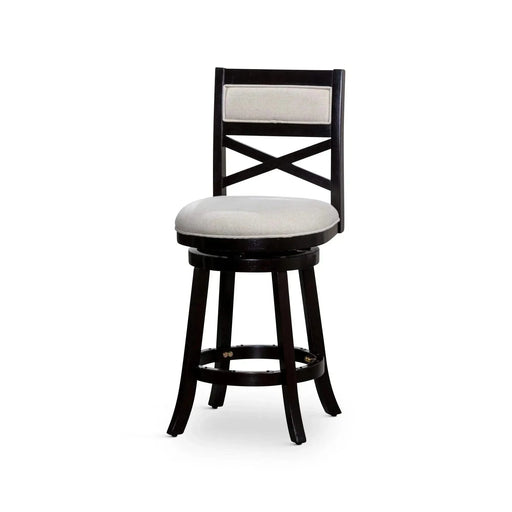 Meeker X Back Premium Fabric Swivel Stool, 30” Bar Stool or 24" Counter Stool 30" Bar Height Espresso Beige Fabric -DTYStore