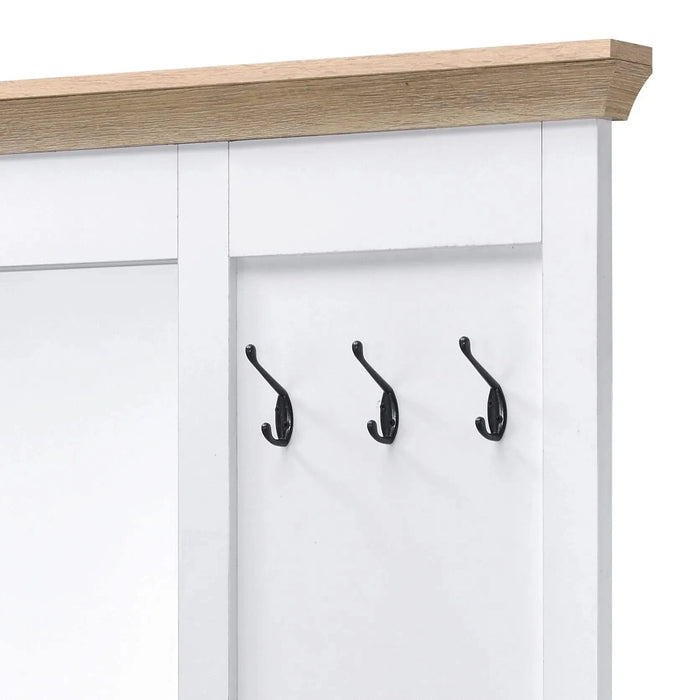 Melati Light Oak & White Finish Hall Tree Default -DTYStore